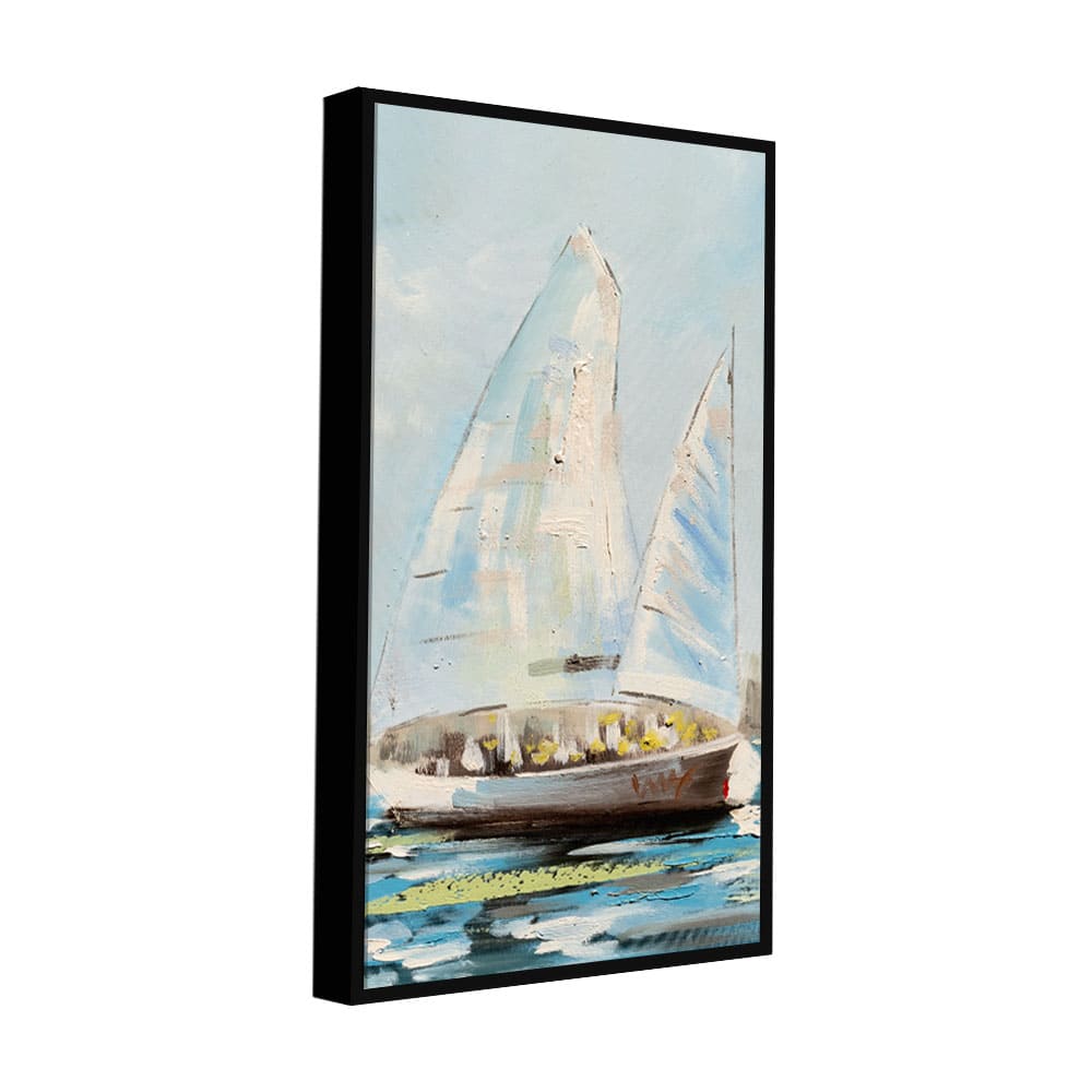 Watercolor Painting of Sailing Boats Premium Canvas Wall Painting