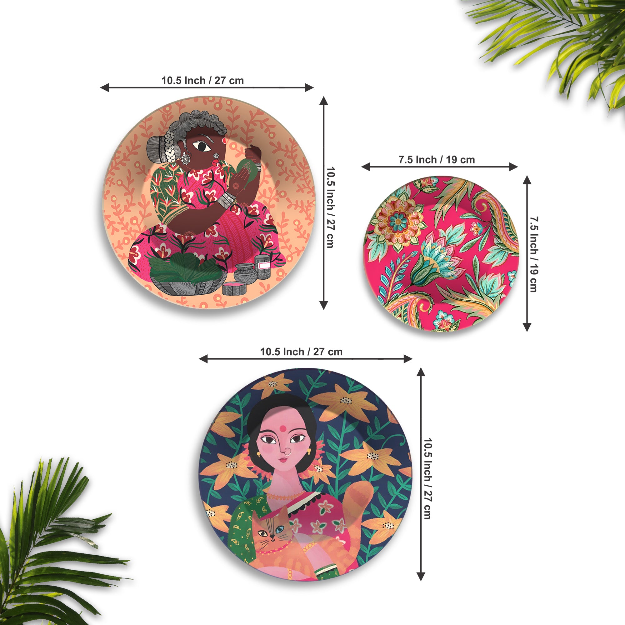 Whimsy & Bloom Floral Muse Premium Wall Plates Painting Set of 3