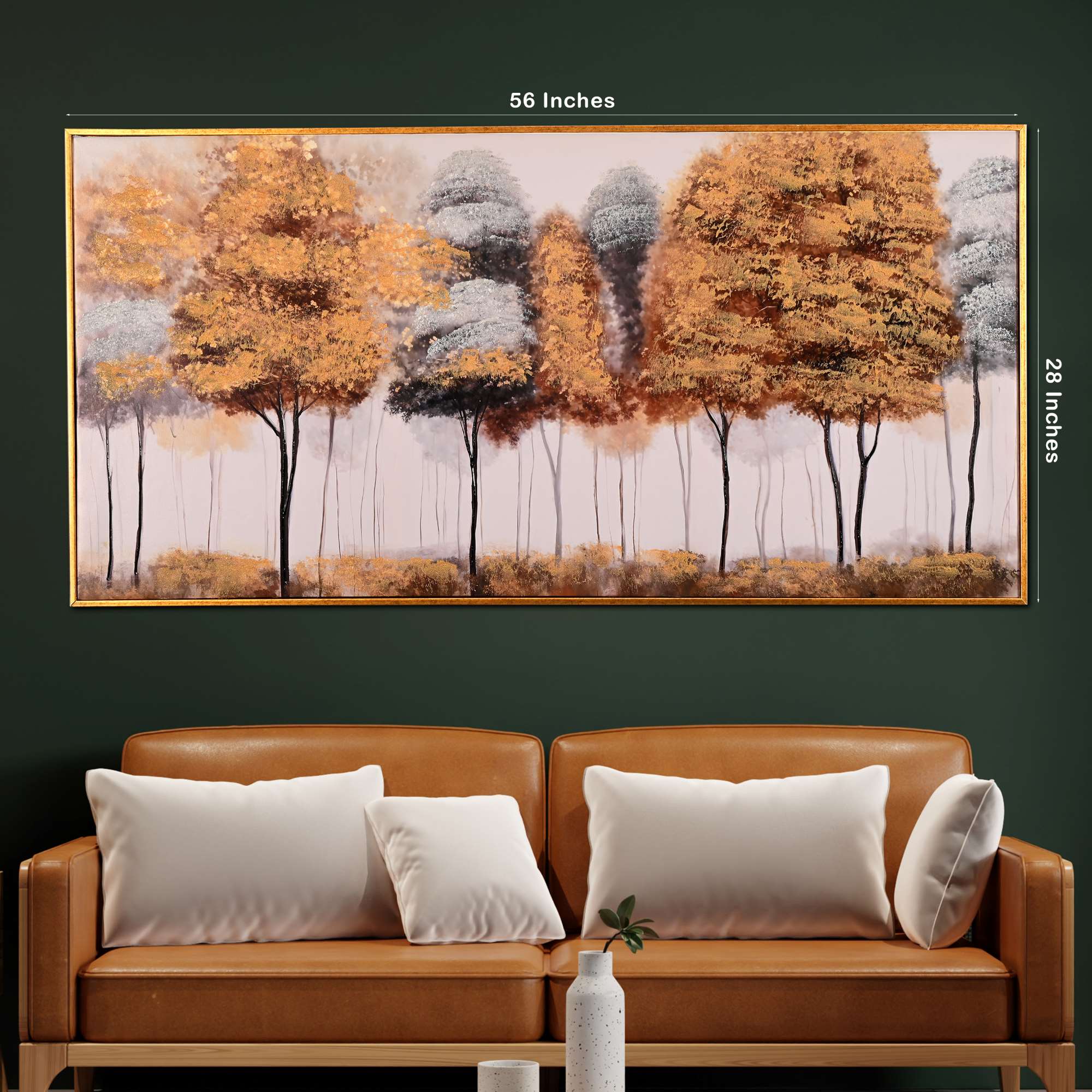 Whispering Trees Hand Painted Wall Painting with Floating Frame