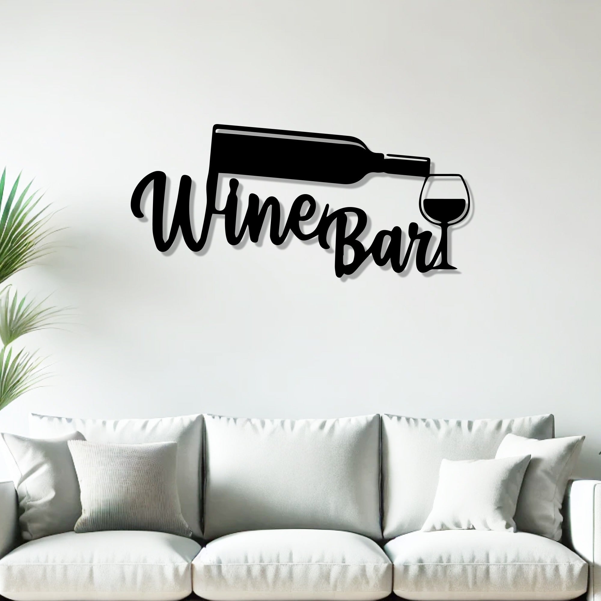 Wine Bottle with Glass Bar Sign Metal Art Wall Decor