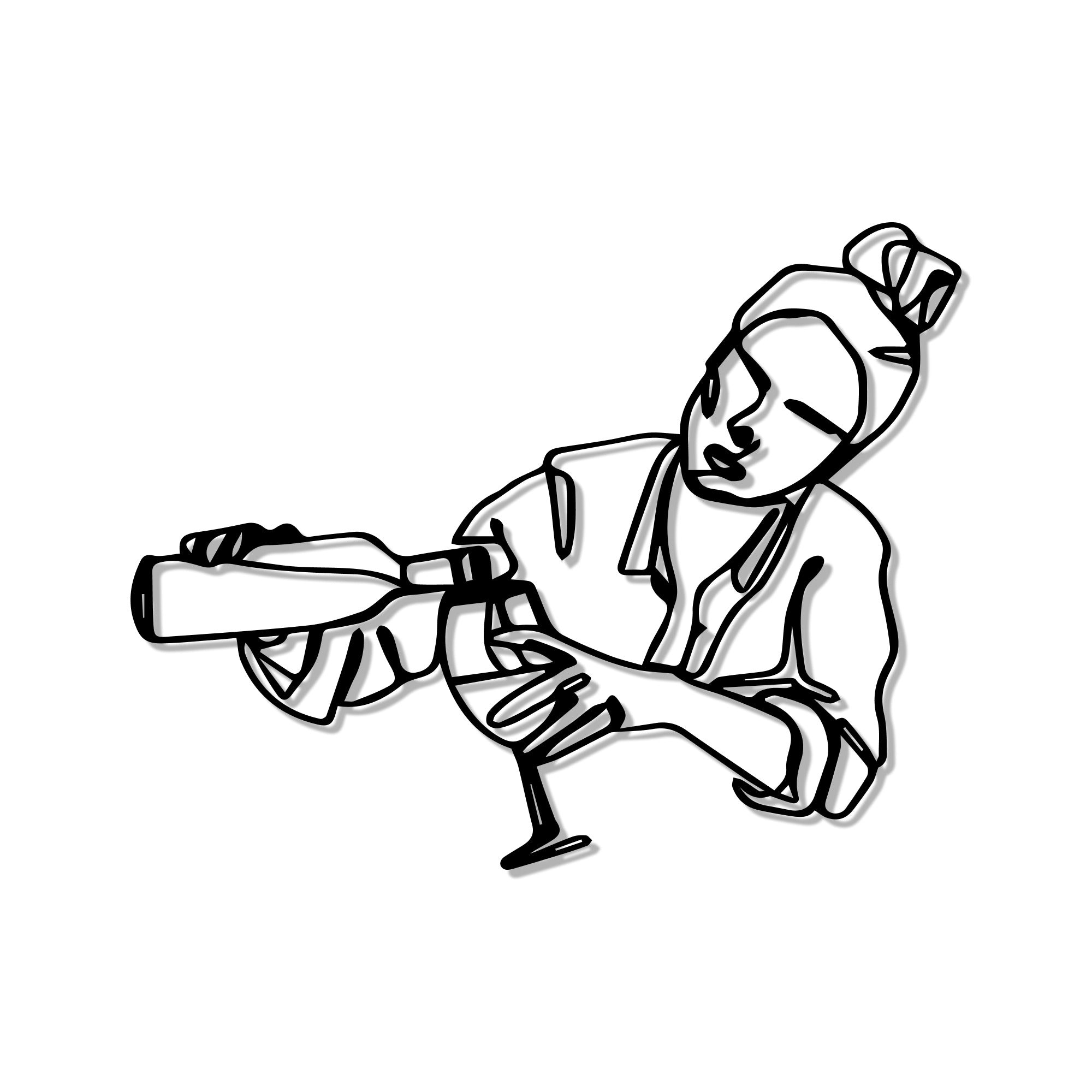 Women Pouring Wine Line Art Metal Wall Artwork Decor