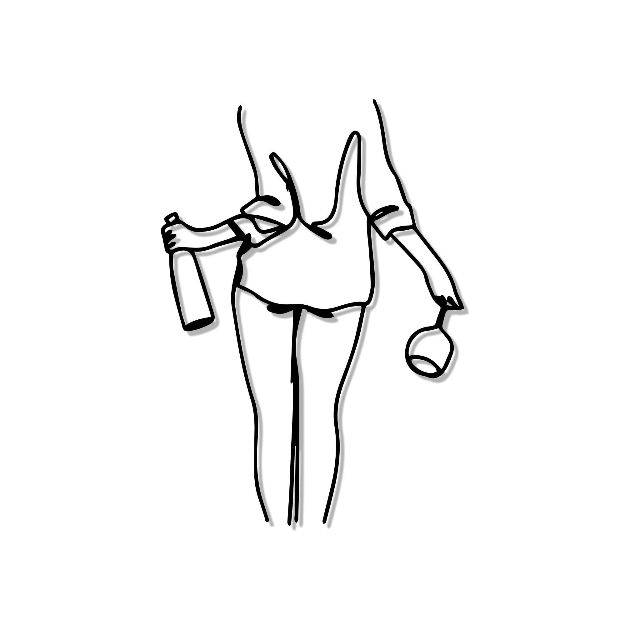 Women with Wine Line Art Metal Wall Art Decor