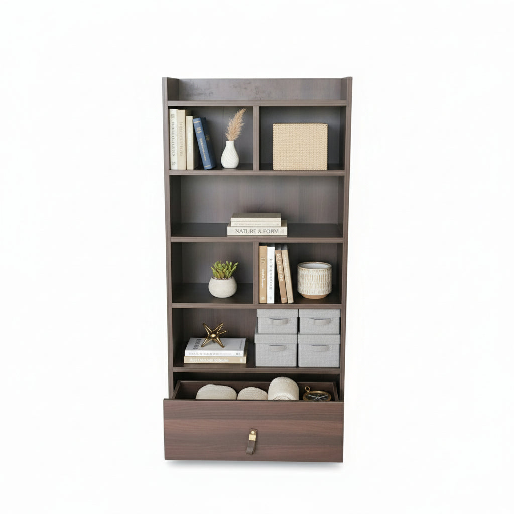 wooden-book-rack-with-storage-drawer-modern-home-office-bookshelf