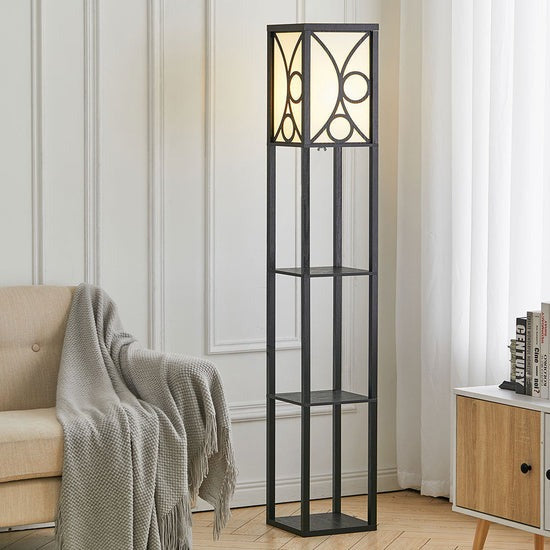 Wooden Display Shelf Lamp for Bedroom and Living Room