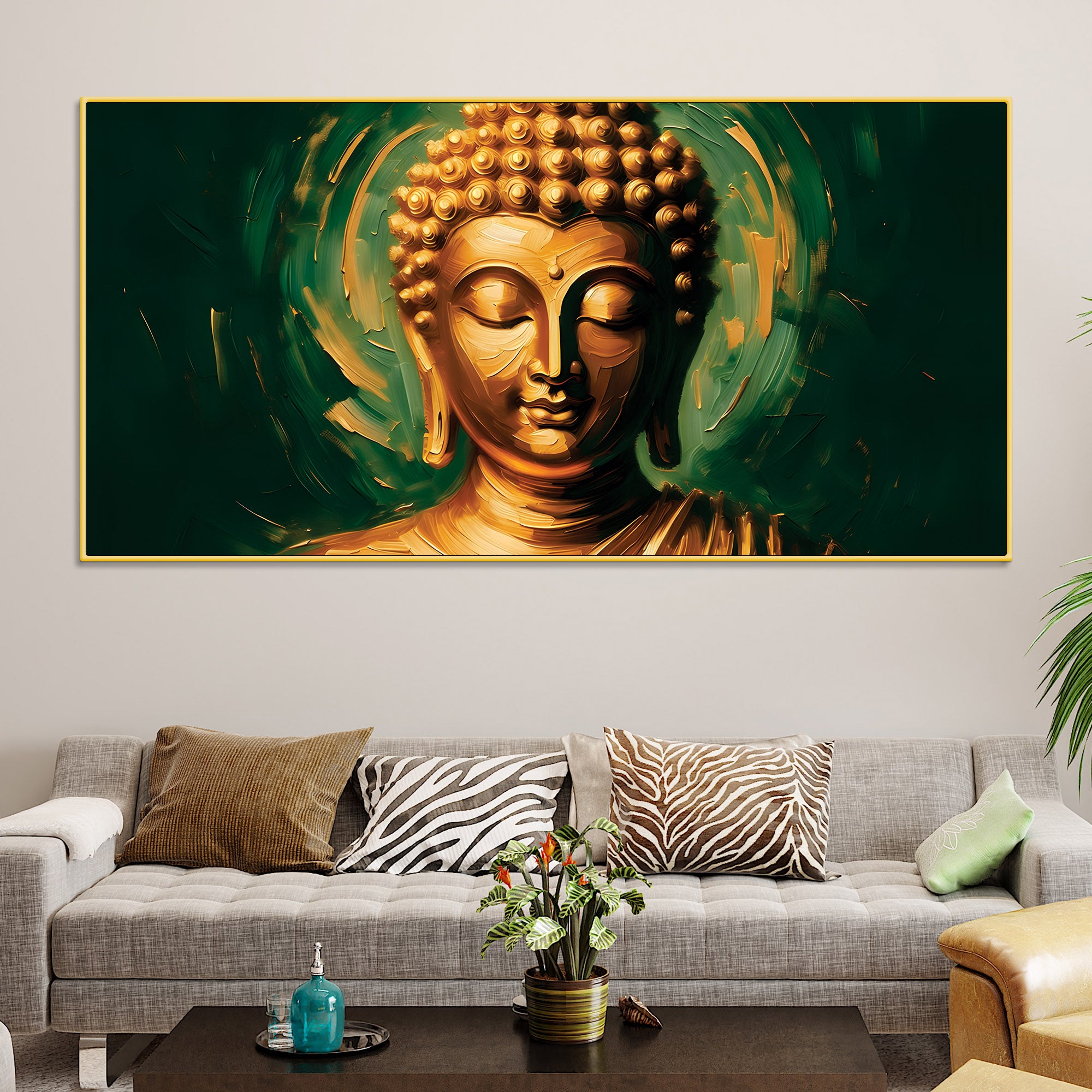 Zen Buddha Lotus Canvas Painting – Elegant Home Wall Decor