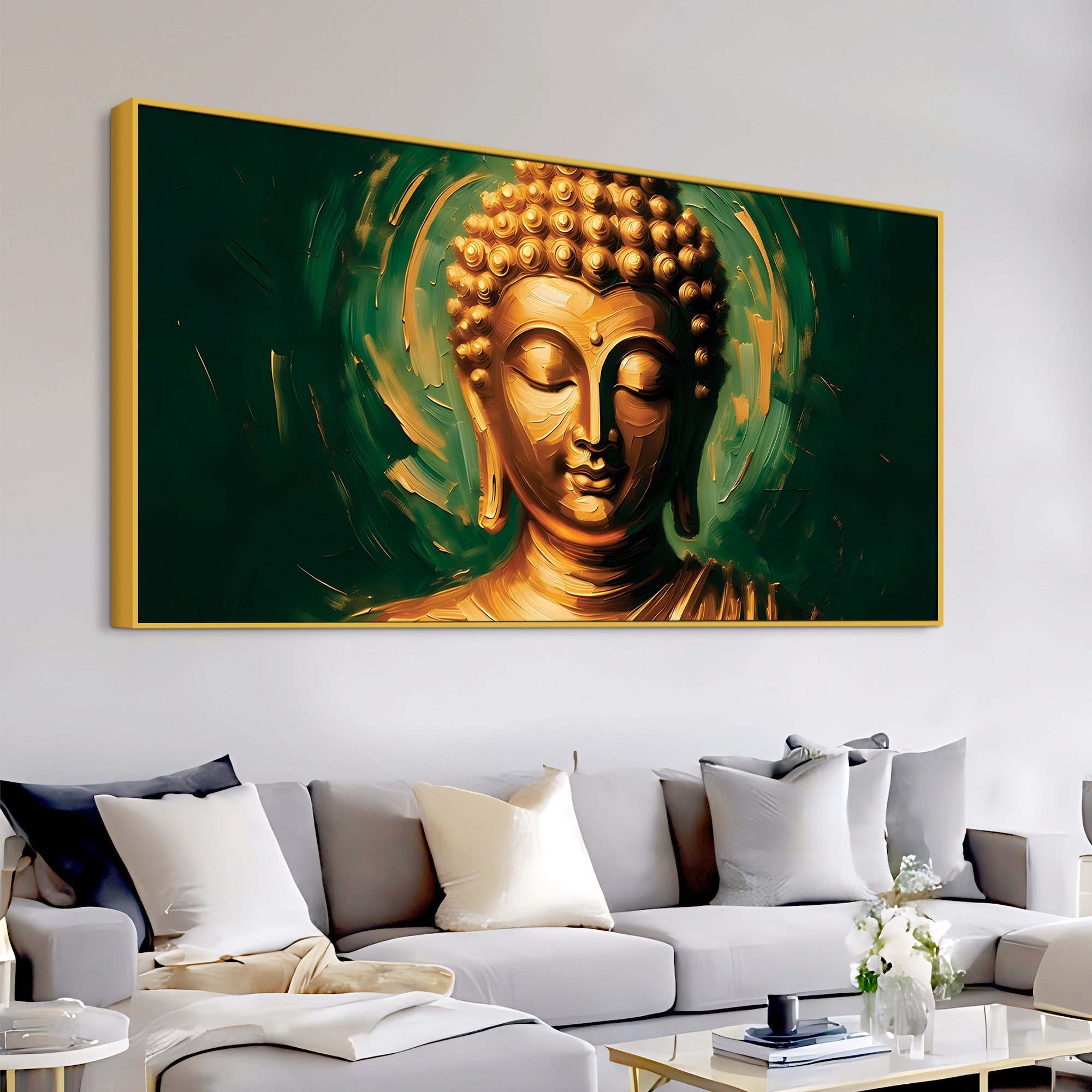 Zen Buddha Lotus Canvas Painting – Elegant Home Wall Decor