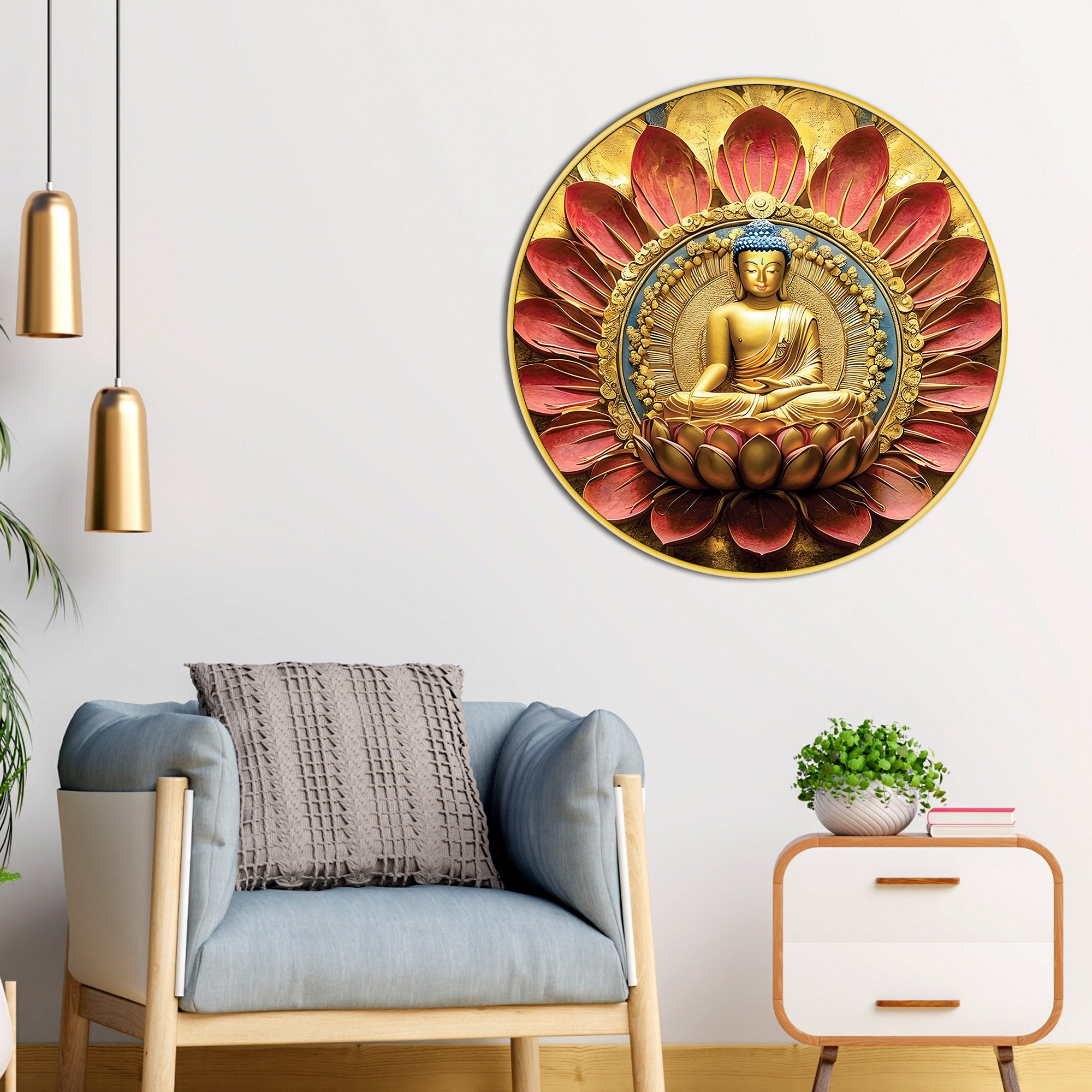 Zen Buddha Round Canvas Painting