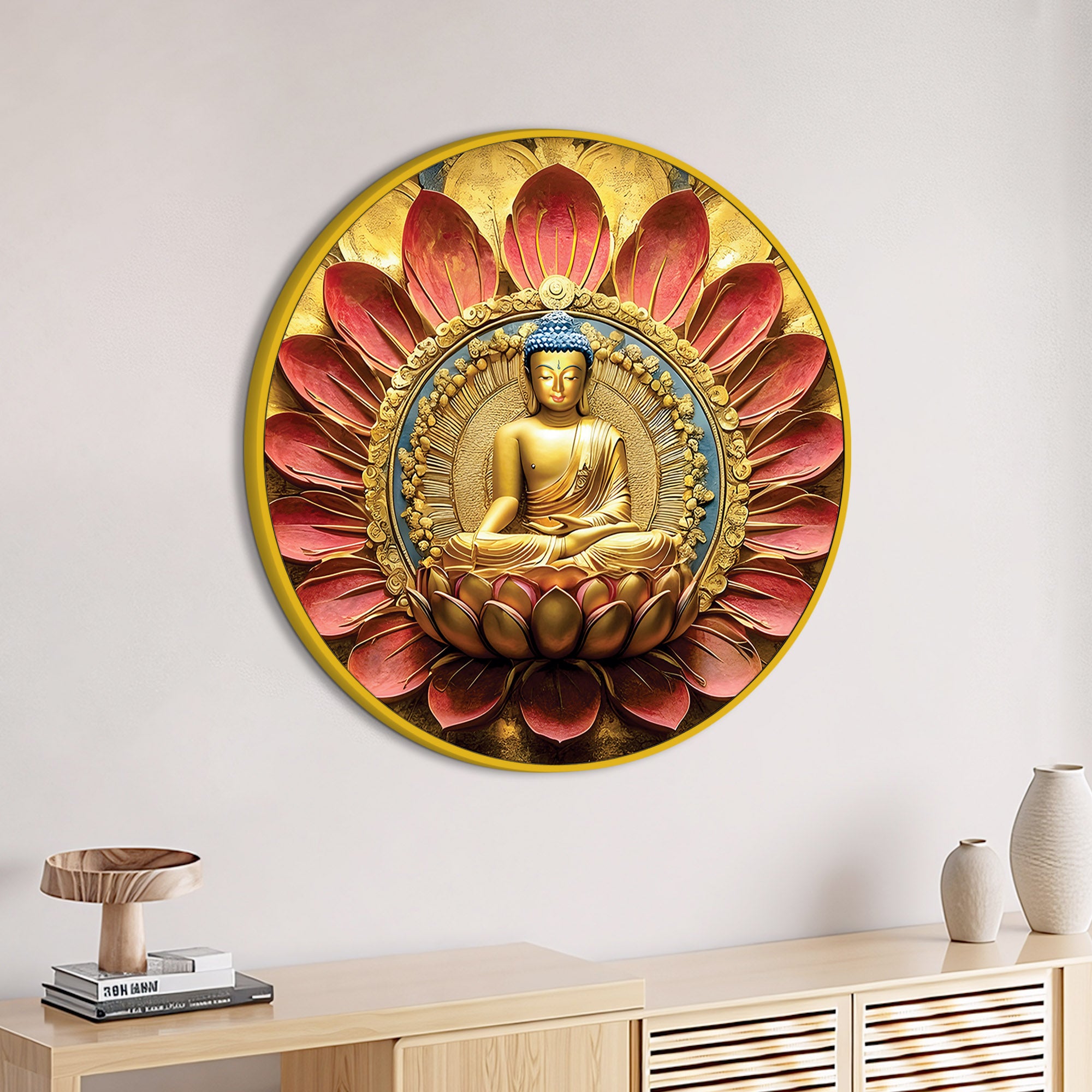 Zen Buddha Round Canvas Painting