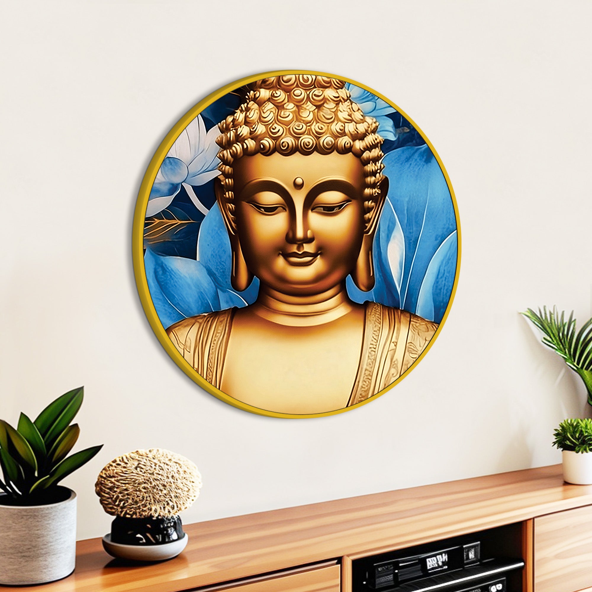 Zen Inspired Buddha Round Shape Painting