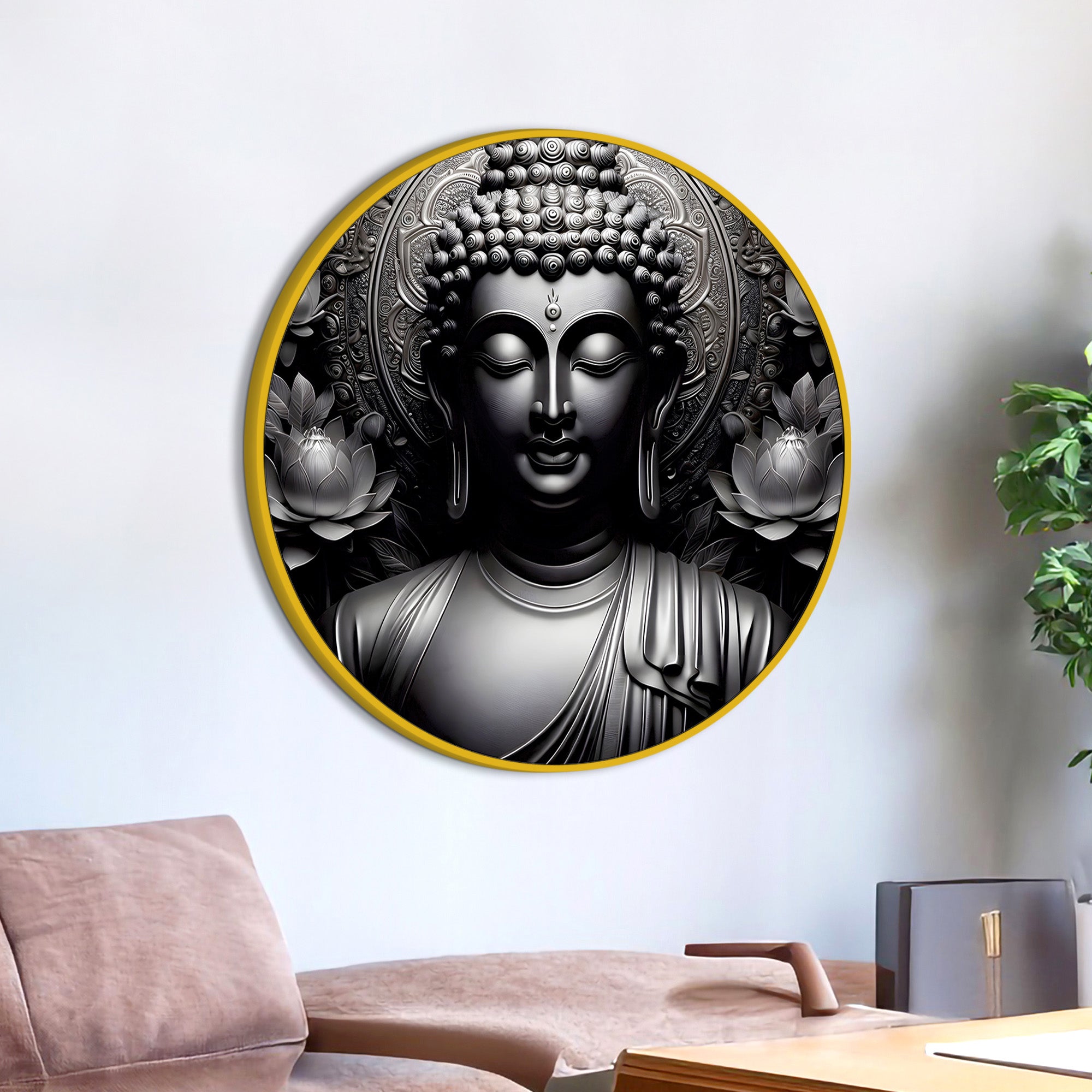 Zen Style Buddha Round Wall Art Painting