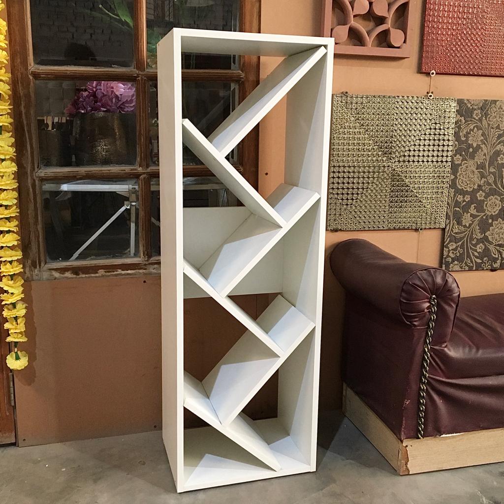 Zig Zag Wooden Bookshelf| Space Saving Floor Standing Bookshelf