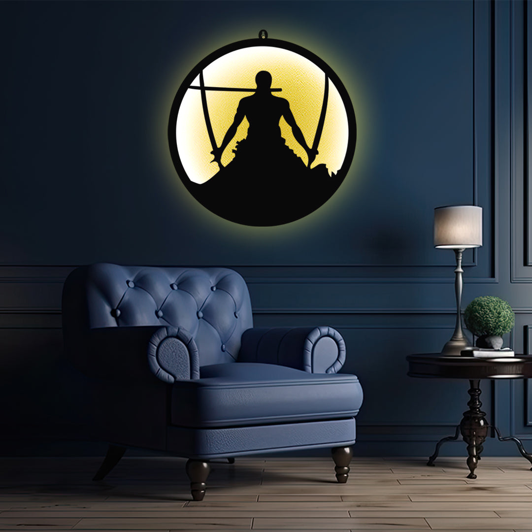 Zoro Samurai LED Wall Art with Sword Design