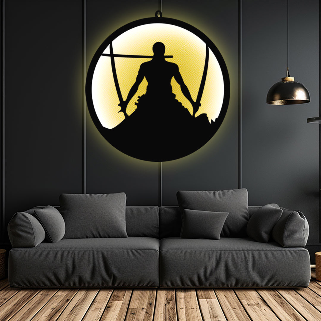 Zoro Samurai LED Wall Art with Sword Design