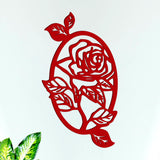  Red Rose in Oval Shape Design Premium Quality Wooden Wall Hanging