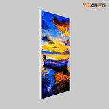 Boat & Sunset Floating Canvas Wall Painting