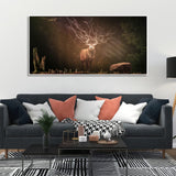 A Beautiful Deer in Dark Forest Floating Wall Painting