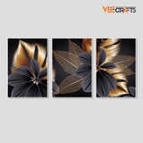 Golden Leaf Flower Floating Canvas Wall Painting 