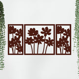  Quality Wooden Brown Flowers Design Wall Hanging