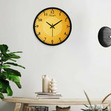 Yellow Round Wood Texture Wall Clock