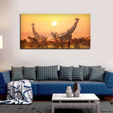 Wall Painting of Giraffes in Sunset