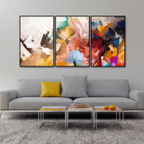  Colorful Floral Flower art Floating Canvas Wall Painting Set of Three
