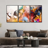  Floral Flower art Floating Canvas Wall Painting Set of Three