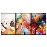Flower art Floating Canvas Wall Painting Set of Three