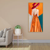 Woman in Orange Dress Canvas Wall Painting