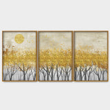  Forest Golden Leaf Art Premium Floating Canvas Wall Painting 