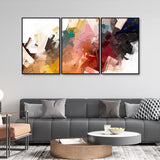 Beautiful Colorful Texture Abstract Floating Canvas Wall Painting Set of Three