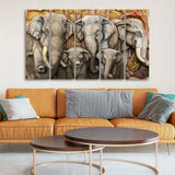 Elephants Premium Wall Painting Set of Five