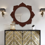 Beautiful Flower Shape Designer Wooden Wall Mirror