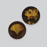 Golden Lotus Flower Wall Hanging Plates of Two Pieces