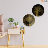 Beautiful Golden Tree Wall Hanging Plates of Two Pieces