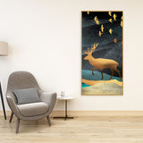 Beautiful Golden Deer Premium Canvas Wall Painting