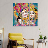 Radha Krishan Canvas Wall Painting 3 Pieces Set