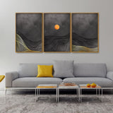 Beautiful Moon and Golden Mountains Canvas Wall Painting 