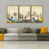 Trees Premium Floating Canvas Wall Painting Set of Three