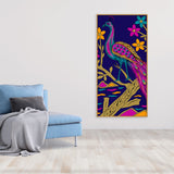 Beautiful Peacock with Flower art Premium Wall Painting
