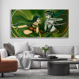  Radha Krishna Playing with Flute Canvas Wall Painting