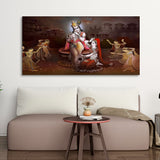 Radha Krishna with Playing Flute Canvas Wall Painting