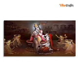 Krishna with Playing Flute Canvas Wall Painting