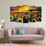 Sunflower Garden Canvas Wall Painting of Five Pieces