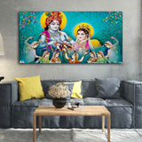  Panoramic Radha Krishna Canvas Wall Painting