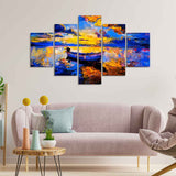  Colorful Sunset Canvas Wall Painting Five Pieces