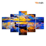 Sunset Canvas Wall Painting Five Pieces