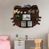  Designer Wooden Wall Shelf / Book Shelf / Night Light, Walnut Finish