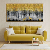 Deers in Dark Forest Premium Canvas Wall Painting