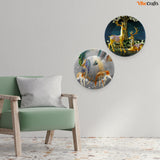  Decorative Art of Golden Deer Wall Hanging Plates of Two Pieces