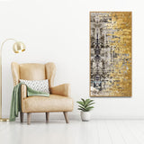 Modern Golden Abstract Textured Art Canvas Wall Painting